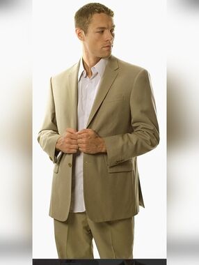 Pronto Moda Men's Tan Two-Piece Suit Blazer Size 46S 40W.